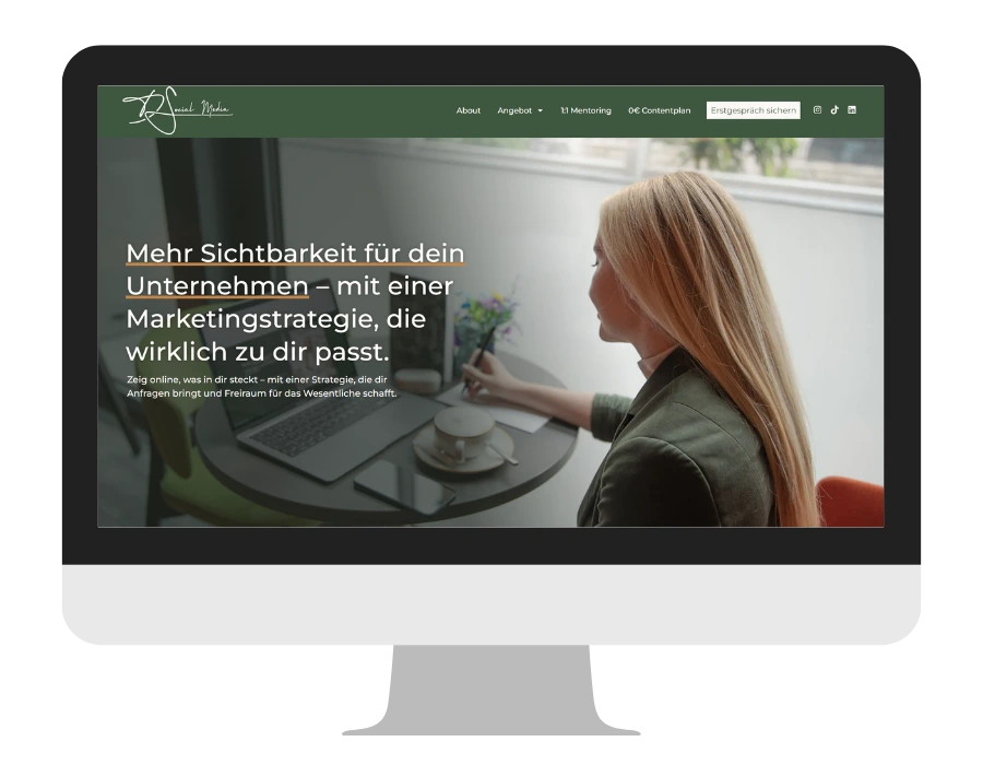 Desktopansicht Kundinnenreferenz - Hero Sectin DS Social Media Dagmar Steinkellner