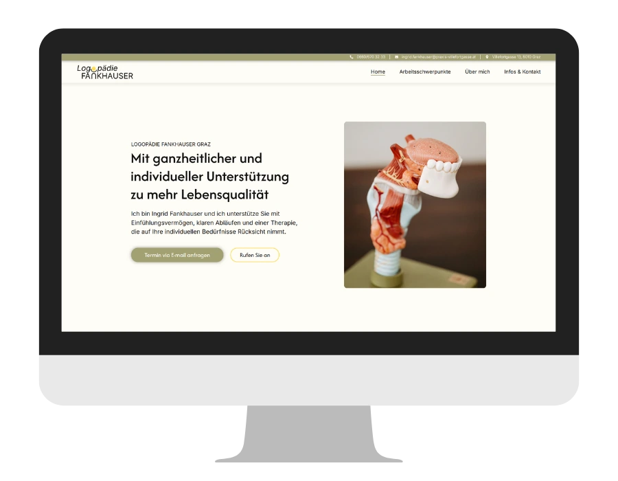 Website Desktop Ansicht Logopädie Website