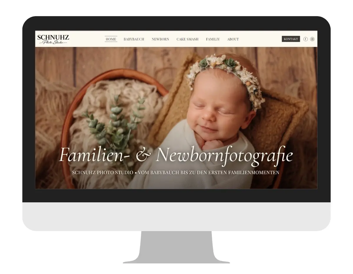 Desktop PC mit der edlen Website von Schnuhz Photograpyh